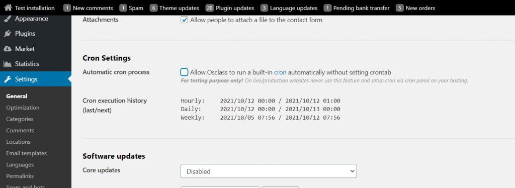 disable automatic CRON processing