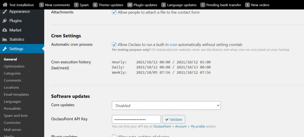 Automatic CRON processing in Osclass