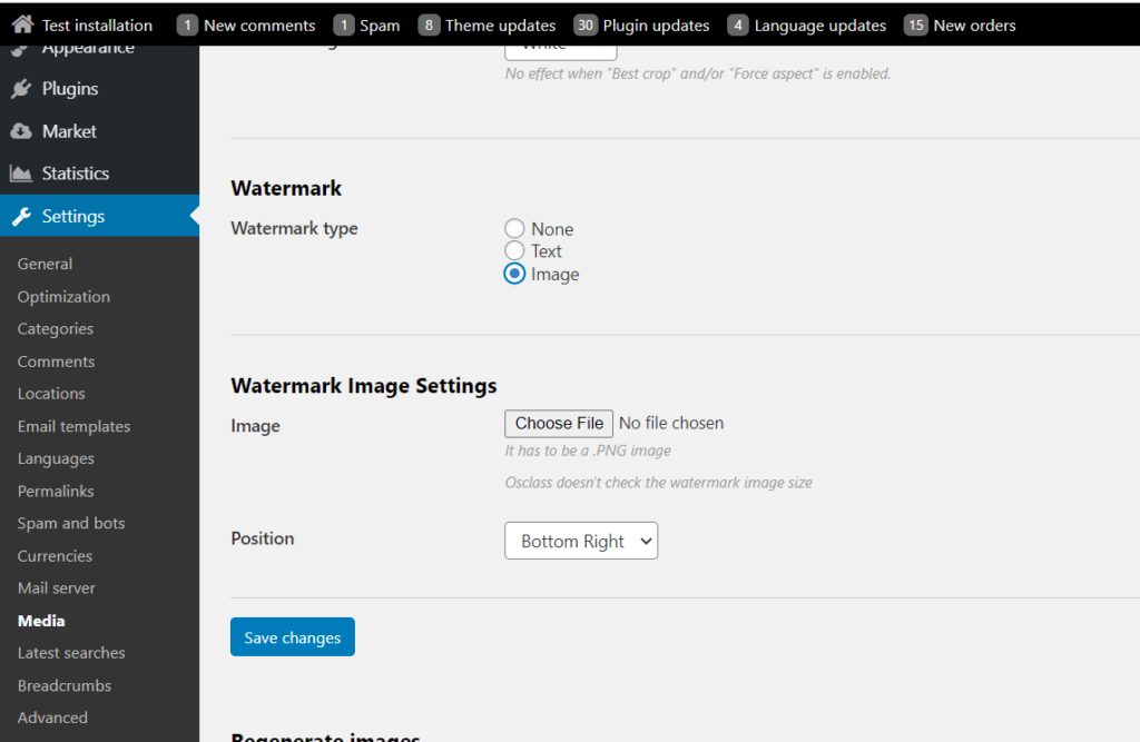 Watermark image classifieds